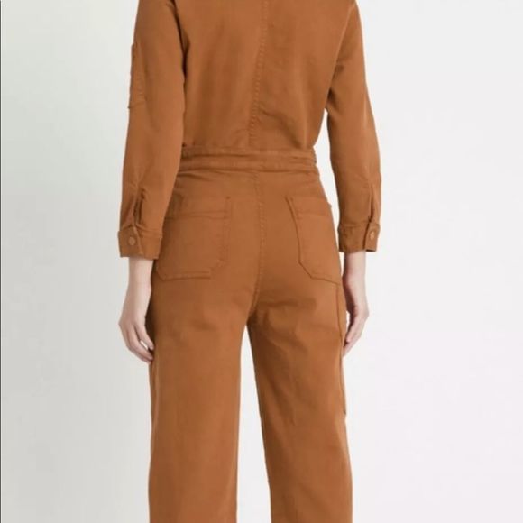 Free People Mother The Fixer Jumpsuit Coverall Denim Utility Pockets Brown - Picture 7 of 7
